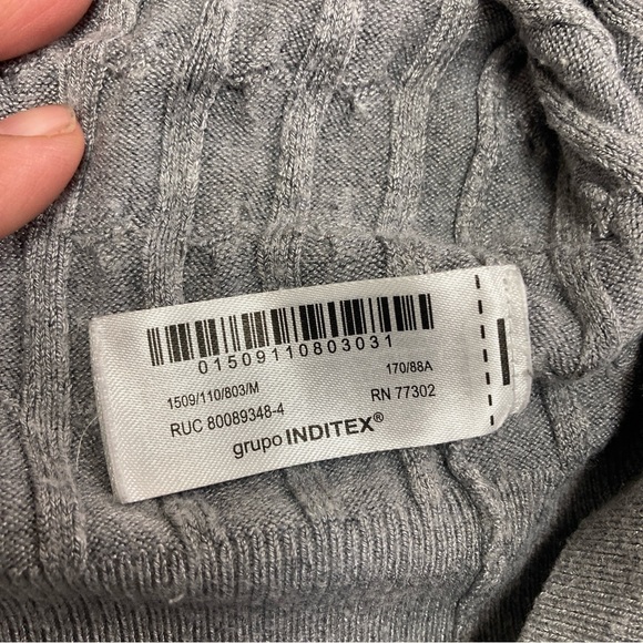 Zara Sweater Cable Knit Round Neck Gray Size M - Picture 12 of 15